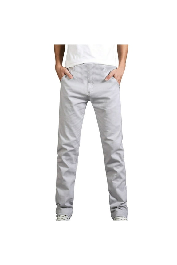 Men's Cargo Pants, Men's Slim Fit Tie Elastic Straight Leg Jean Pants Lightweight Comfort Stretch Jeans Men