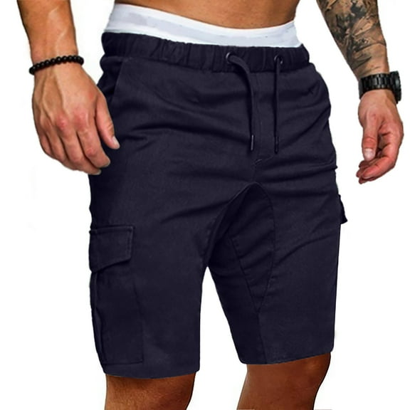 Aueoeo Men's Cargo Shorts, Men's Elastic Waist Cargo Shorts Casual Big and Tall Relaxed Fit Outdoor Work Shorts Multi-Pockets