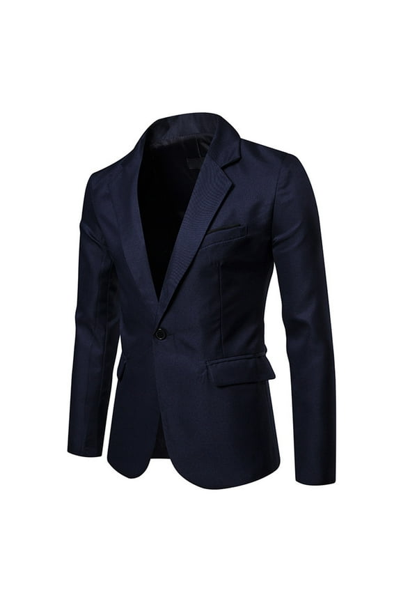Men's Casual Blazer Jacket Solid Fashion Button Blazer Suit Back Long Sleeves Jacket Business Suit Jackets One Button on Clearance