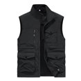 thumbnail image 1 of Aueoeo Men's Casual Vests Turn Down Collar Plus Size Spring Waistcoat Multi Pocket Full Zipper Outerwear Winter Coats for Men, 1 of 3