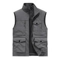 thumbnail image 1 of Aueoeo Men's Casual Vests Turn Down Collar Plus Size Spring Waistcoat Multi Pocket Full Zipper Outerwear Winter Coats for Men, 1 of 2