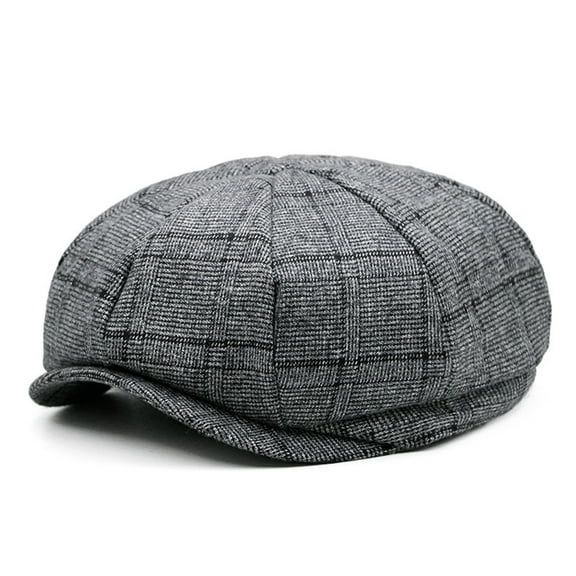 Aueoeo Men's Classic Herringbone Tweed Hat Newsboy Ivy Hat Vintage Cabbie Hat Flat Beret Cap