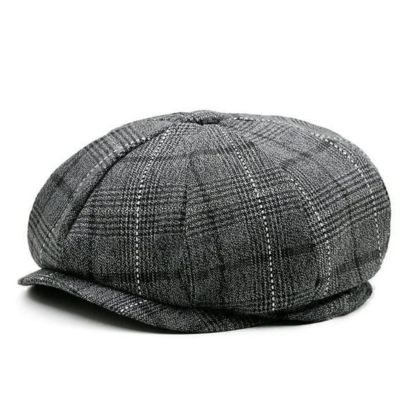 Aueoeo Men's Classic Herringbone Tweed Hat Newsboy Ivy Hat Vintage Cabbie Hat Flat Beret Cap