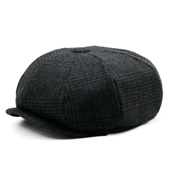 Aueoeo Men's Classic Herringbone Tweed Hat Newsboy Ivy Hat Vintage Cabbie Hat Flat Beret Cap