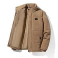 thumbnail image 1 of Aueoeo Men's Corduroy Jacket Winter Warm Stand Collar Long Sleeve Zip Up Padded Coat Outwear With Pockets Khaki X-Large, 1 of 9