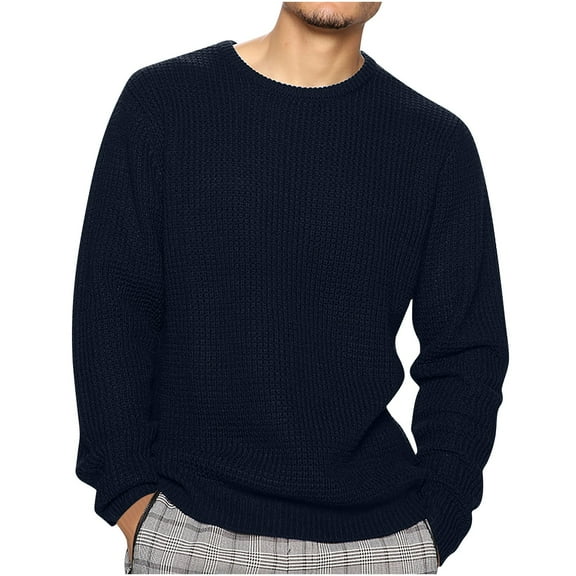 Aueoeo Men's Crewneck Pullover Sweater Textured Knitted Sweaters Casual Loose Fits Lightweight Sweaters Fashion Tops