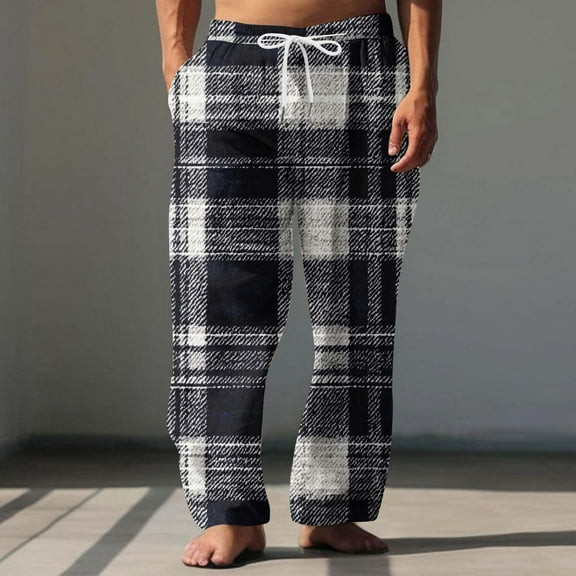 Aueoeo Men's Drawstring Pants Loose Fits Texture Beach Pants Lightweight Elastic Waist Yoga Loungewear Trousers