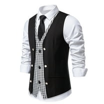 Aueoeo Men's Dress Vests Suit Twill Cloth Waistcoat Formal Business Slim Fits V-neck Sleeveless Jacket with Button