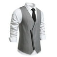 thumbnail image 1 of Aueoeo Men's Dress Vests Suit Twill Cloth Waistcoat Formal Business Slim Fits V-neck Sleeveless Jacket with Zipper, 1 of 9