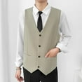 thumbnail image 1 of Aueoeo Men's Formal Suit Vests Regular Fits V Neck Sleeveless Casual Waistcoat Soft Comfy Business Dress Vests, 1 of 7
