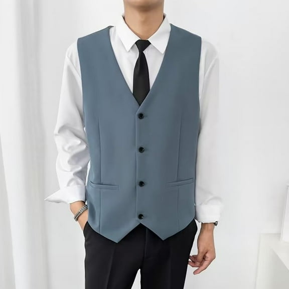Aueoeo Men's Formal Suit Vests Regular Fits V Neck Sleeveless Casual Waistcoat Soft Comfy Business Dress Vests