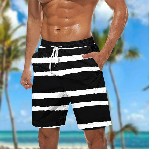 Aueoeo Men's Hawaiian Beach Shorts Lightweight Drawstring Elastic Waist Lounge Short With Pockets for Travel & Sleep