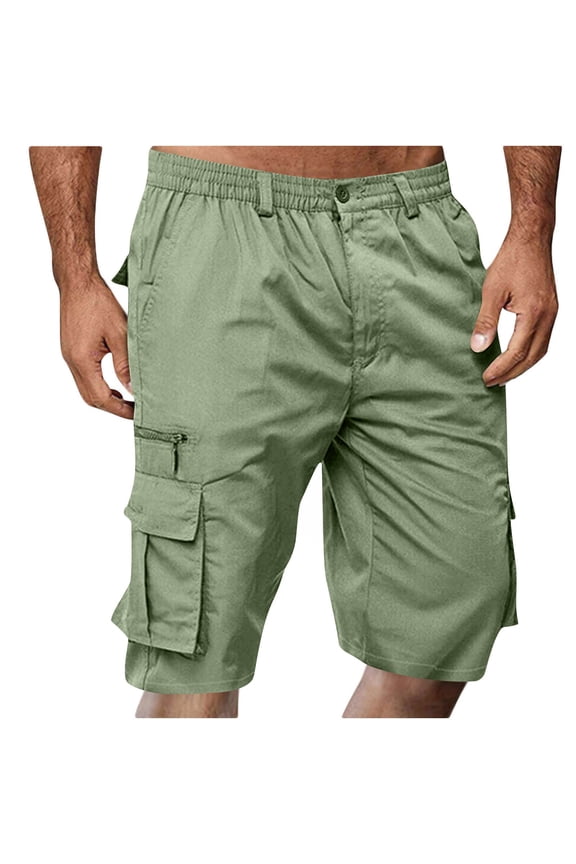 Men's Hiking Cargo Shorts Lightweight Outdoor Work Shorts Button Up Waist Travel Golf Camping Casual Short with Zipper Pockets