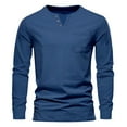 thumbnail image 1 of Aueoeo Men's Long Sleeve Henley Shirts Stretch Ribbed T-Shirts Fashion Casual Basic Tops Button Up Shirt, 1 of 3