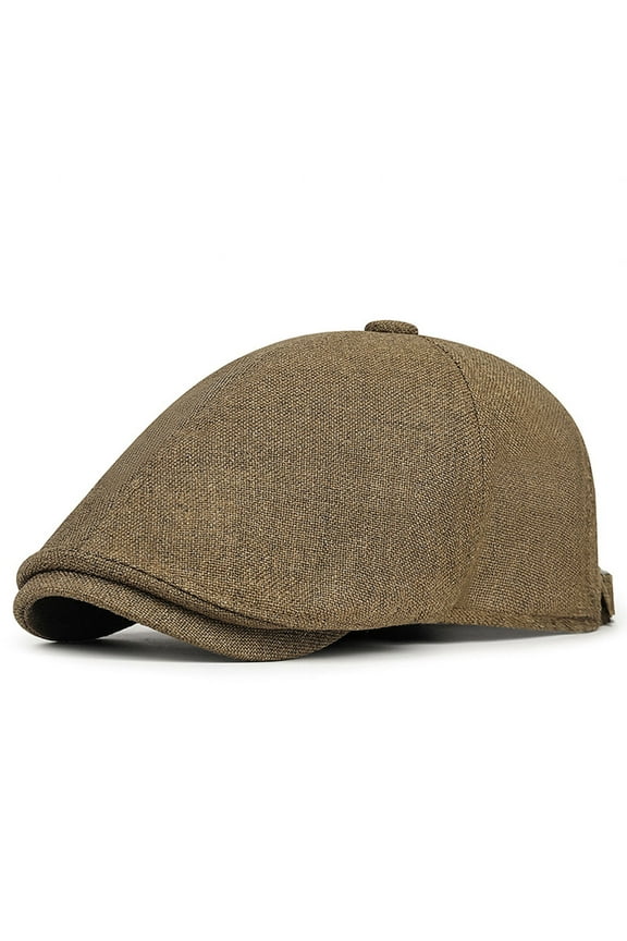 Men's Newsboy Flat Cap Cotton Linen Panel Cabbie Hat Breathable Adjustable Beret Ivy Irish Fishing Hats