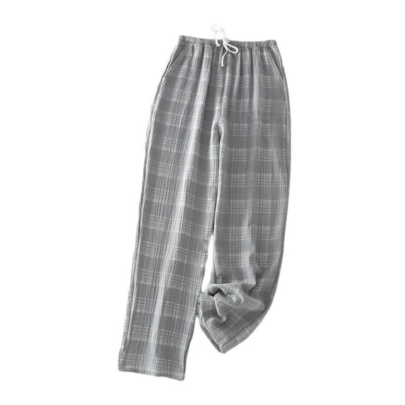 Aueoeo Men's Plaid Print Casual Pants Loose Fits Straight Pajama Pants Soft Comfy Drawstring Elastic Waist Lounge Joggers