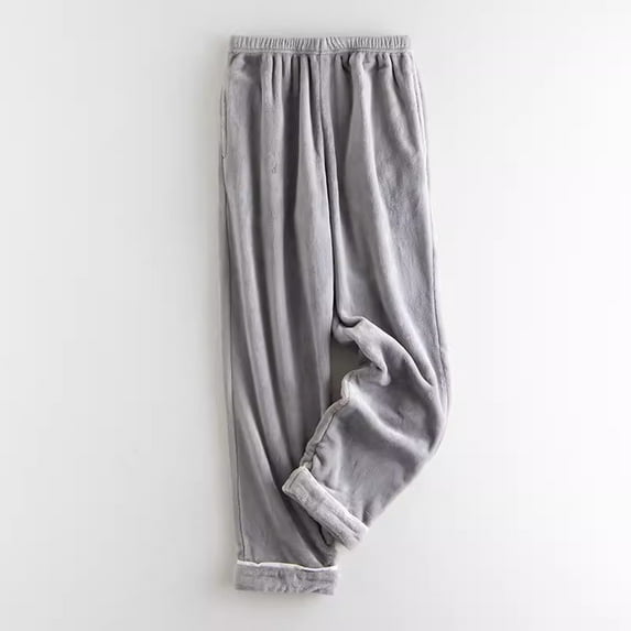 Aueoeo Men's Plushs Warm Pajama Pants, Winter Cozy Flannel Loungewear Pants Bottoms Cuffed Sleep Pants