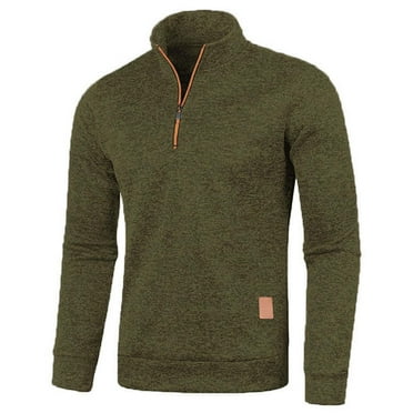 Aueoeo Men's Pullover Shirts 1/4 Zip Fleece Sweatshirts Long Sleeve Mid-Weight Running Athletic Workout Coat on Clearance