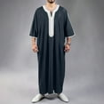 thumbnail image 1 of Aueoeo Men's Robe Muslim Clothes Loose Fits Dresses Long Sleeve Casual Formal Dubai Thobe Ramadan Middle Islamic Cloth Shirt Gown, 1 of 4