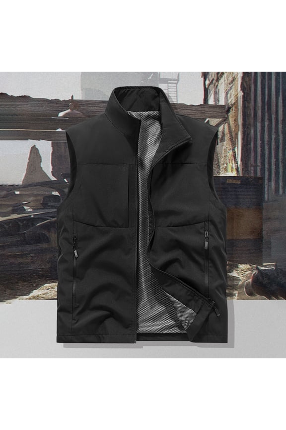 Men's Running Vests Fashion Outerwear Comfortable Lightweight Windproof Fleece-Lined Softshell Sleeveless Jacket for Golf Hiking