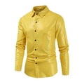 thumbnail image 1 of Aueoeo Men's Sequin Dress Shirt Fashion Costume Sparkles Party Long Sleeve Button -Down Shirts Oversize Tops Gold 3X-L, 1 of 9