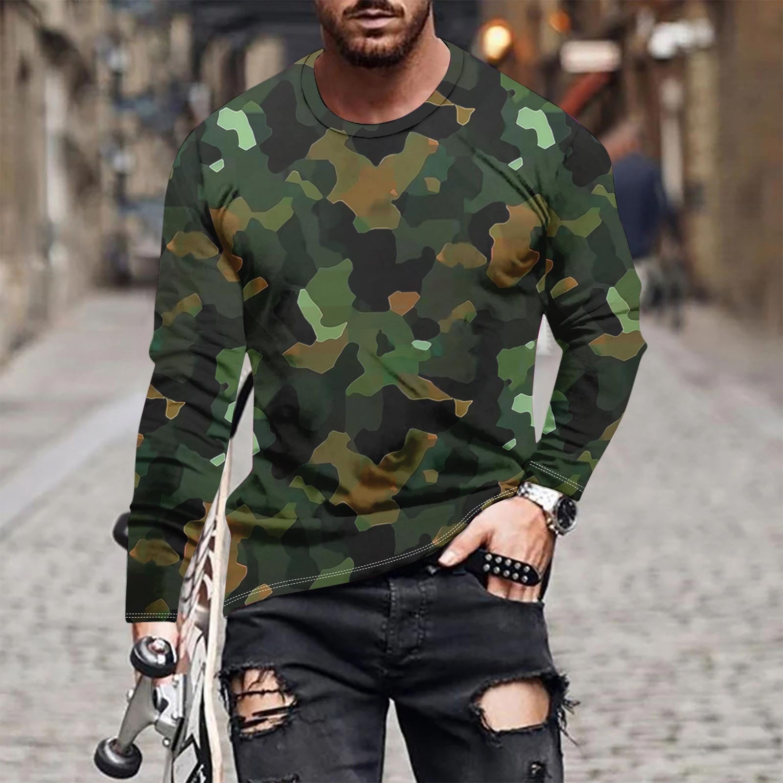 Aueoeo Men's Shirt Long Sleeve Athletic Workout T-Shirts Top Active ...