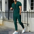thumbnail image 1 of Aueoeo Men's Short Sleeve Shirt & Pants Sets Summer Two Piece Outfits Front Lace Up Tracksuit Casual Athletic Sports Suits, 1 of 9