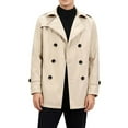 thumbnail image 1 of Aueoeo Men's Short Trench Coat Turndown Collar Long Sleeve Coat Casual Button Up Solid Color Outwear Jackets, 1 of 5