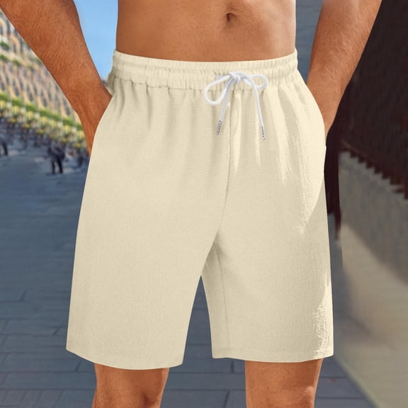 Aueoeo Men's Shorts Casual Lightweight Drawstring Shorts Soft Comfy Elastic Waist Short Pants with Pockets