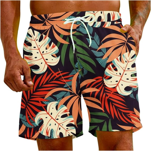 Aueoeo Men's Shorts Casual, Men's Summer Swim Trunks Quick Dry Surf Boardshorts Bathing Suit Shorts Print Beach Pants with Drawstring