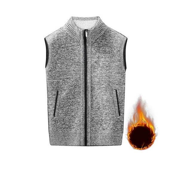 Aueoeo Men’s Sleeveless Cardigans Full Zip Up Knitted Sweater Vests Casual Outerwear Spring Waistcoat