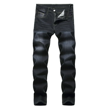 Aueoeo Men's Slim Fits Stretch Jeans Ripped Skinny Jeans Fashion Straight Leg Comfort Waist Denim Pants Black 32