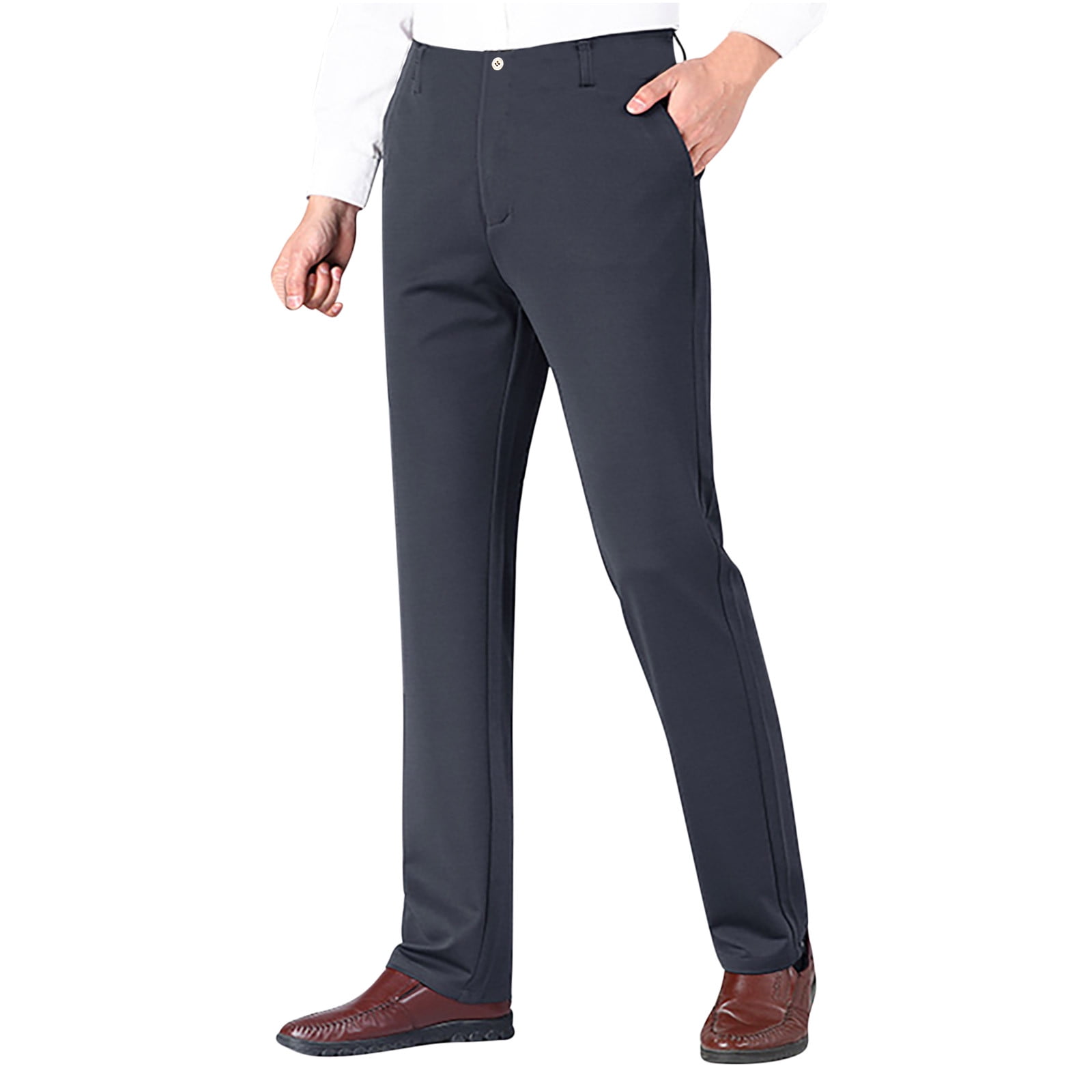 Aueoeo Men's Slim Straight Fit Work Pants Casual Formal Business Regular  Work Pant Trousers Lightweight Pants