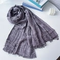 thumbnail image 1 of Aueoeo Men's Soft Lightweight Scarves Warm Crinkle Fashion Warm Fall Winter Spring Scarf Plain Weave Tassel Scarf Purple, 1 of 2