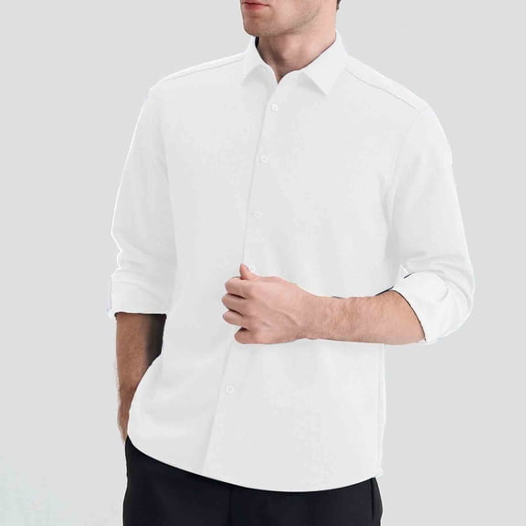 Aueoeo Men's Solid Color Shirts Long Sleeve Button Up Jacket Fashion Trendy Warm Soft Comfy Coat