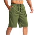 thumbnail image 1 of Aueoeo Men's Solid Quickly Dry Shorts with Zippered Pockets Drawstring Elastic Waist Casual Summer Pants,Army Green,L, 1 of 3
