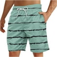 thumbnail image 1 of Aueoeo Men's Strip Shorts Soft Casual Shorts Elastic Waist Drawstring Lightweight Shorts with Pocket (Available In Big Size) 4X-L, 1 of 4