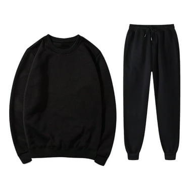 Aueoeo Men's Sweatshirt and Sweatpants 2 Piece Casual Tracksuits Athletic Long Sleeve Pullover Jogging Sweatsuit Set Black L