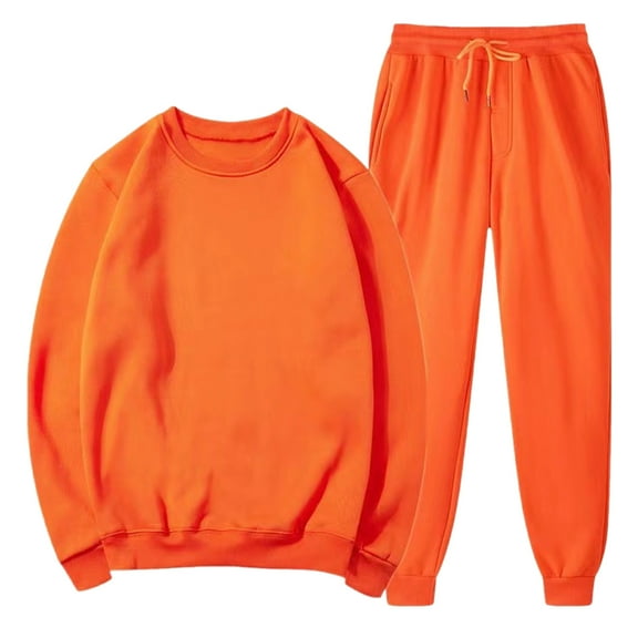 Aueoeo Men's Sweatshirt and Sweatpants 2 Piece Casual Tracksuits Athletic Long Sleeve Pullover Jogging Sweatsuit Set Orange 3X-Large