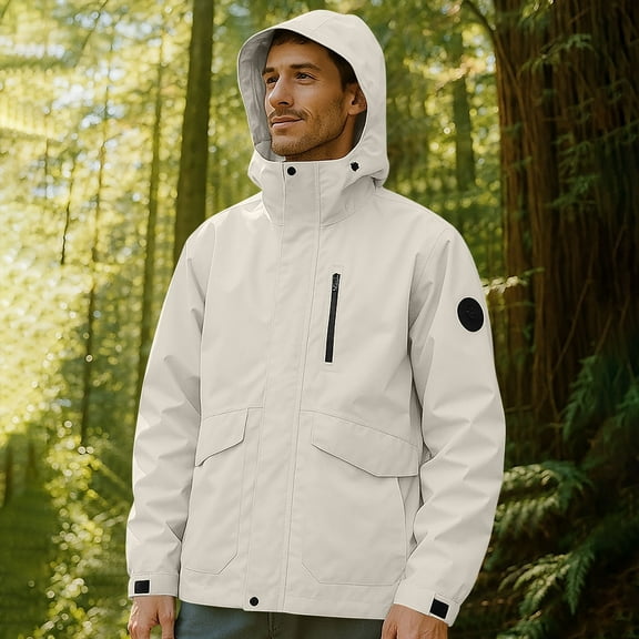 Aueoeo Men's Waterproof Ski Jacket Warm Zipper Coat Fashion High Collar Outdoor Windbreaker Hiking Snowboarding Jacket L