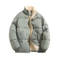 thumbnail image 1 of Aueoeo Men's Winter Warm Quilted Jacket Thicken Lined Fleece Zip Up Stand Collar Jackets Big&Tall Outwear Puffy Coat With Pockets Light Blue L, 1 of 4