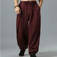 thumbnail image 1 of Aueoeo Mens Baggy Sweatpants Loose Lightweight Cotton Linen Wide Leg Pants Fashion Bloomers Trousers, 1 of 6
