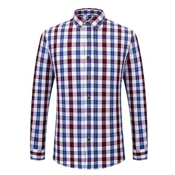 Aueoeo Mens Button -Down Shirts Cotton Long Sleeve Shackets Regular Fits Striped Print Shirt Checkered Collared Top Light Blue L
