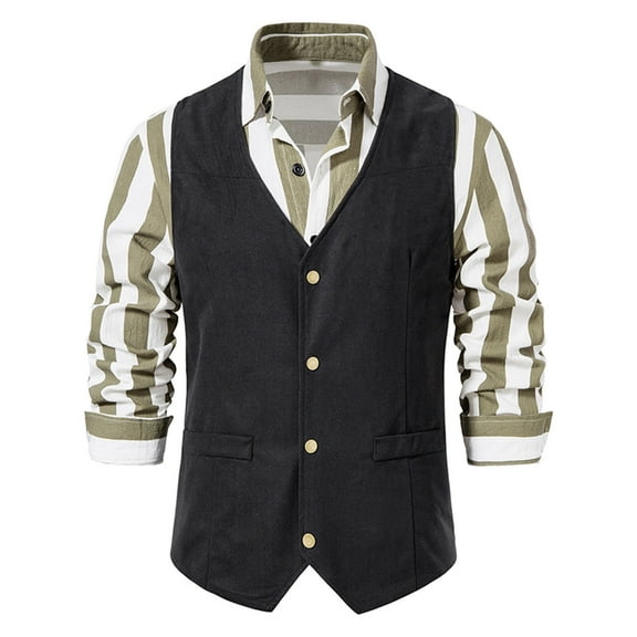 Aueoeo Mens Button Up Classic Vests Groomsman Wedding Waistcoat Sleeveless V Neck Casual Business Vests