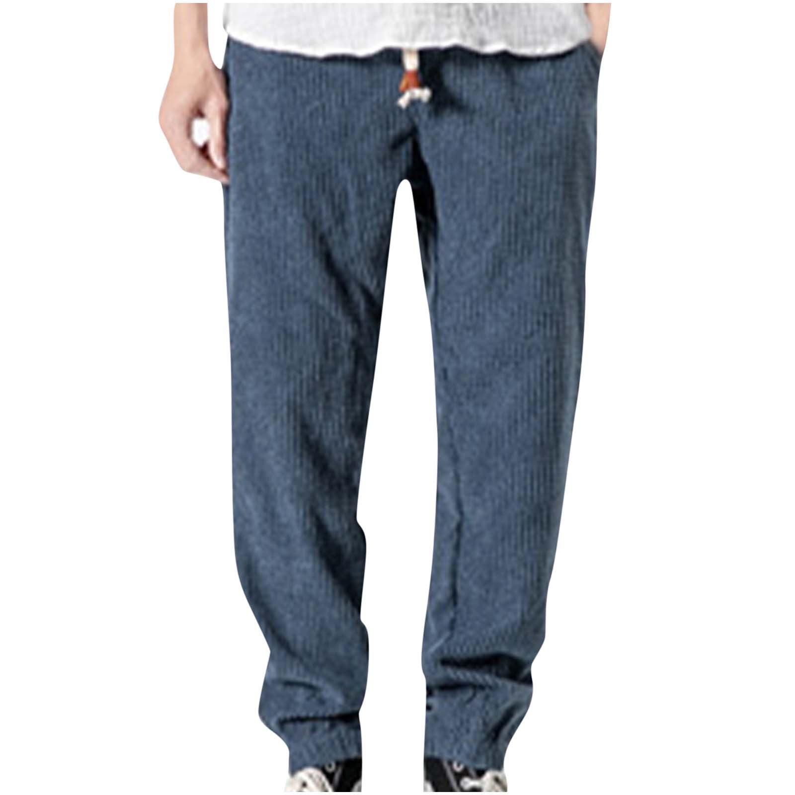 Men's Corduroy Pants with Waistband and Straight Legs