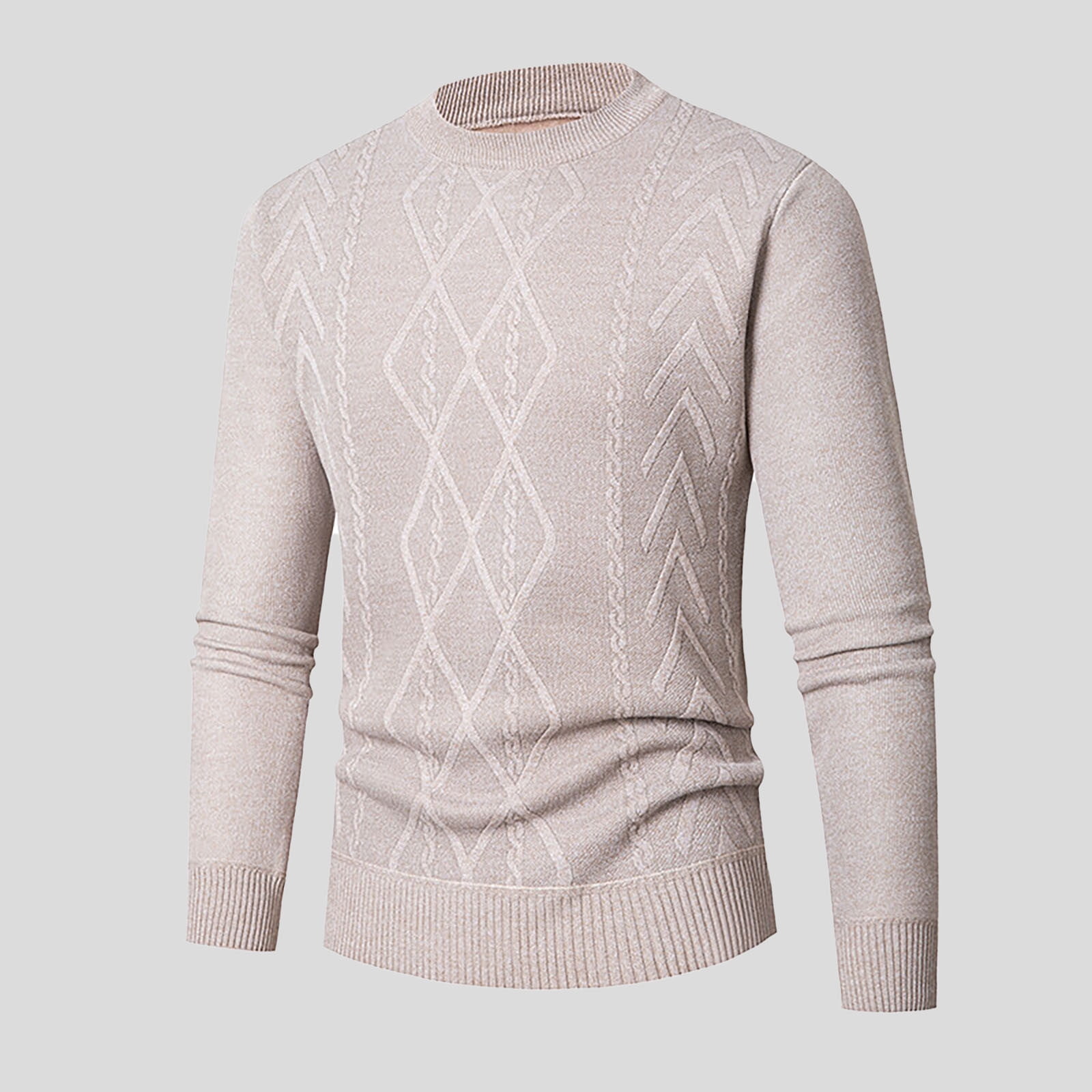 Aueoeo Mens Crew Neck Sweater Long Sleeve Pullover Twisted Pattern ...