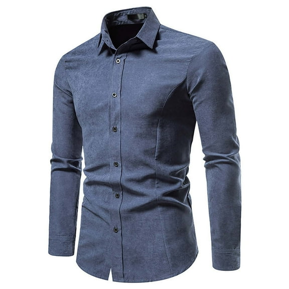Aueoeo Mens Dress Shirts Long Sleeve Dress Shirts Cotton Button -Down Shirt Regular Fits Business Shackets Shirts Blue M