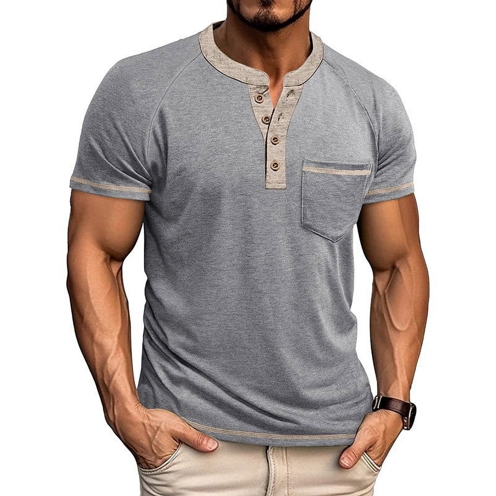 Men S Fashion T Shirts 2026.Aueoeo Mens Fashion T-Shirt Casual Front Placket Button Up Short Sleeve ...