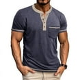 thumbnail image 1 of Aueoeo Mens Fashion T-Shirt Casual Front Placket Button Up Short Sleeve T-Shirts Daily Work Tees Trendy Soft T-Shirt, 1 of 6
