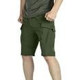 thumbnail image 1 of Aueoeo Mens Hiking Cargo Shorts Elastic Waist Knee Length Shorts Lightweight Comfy Casual Summer Clothes with Pockets Army Green L, 1 of 9